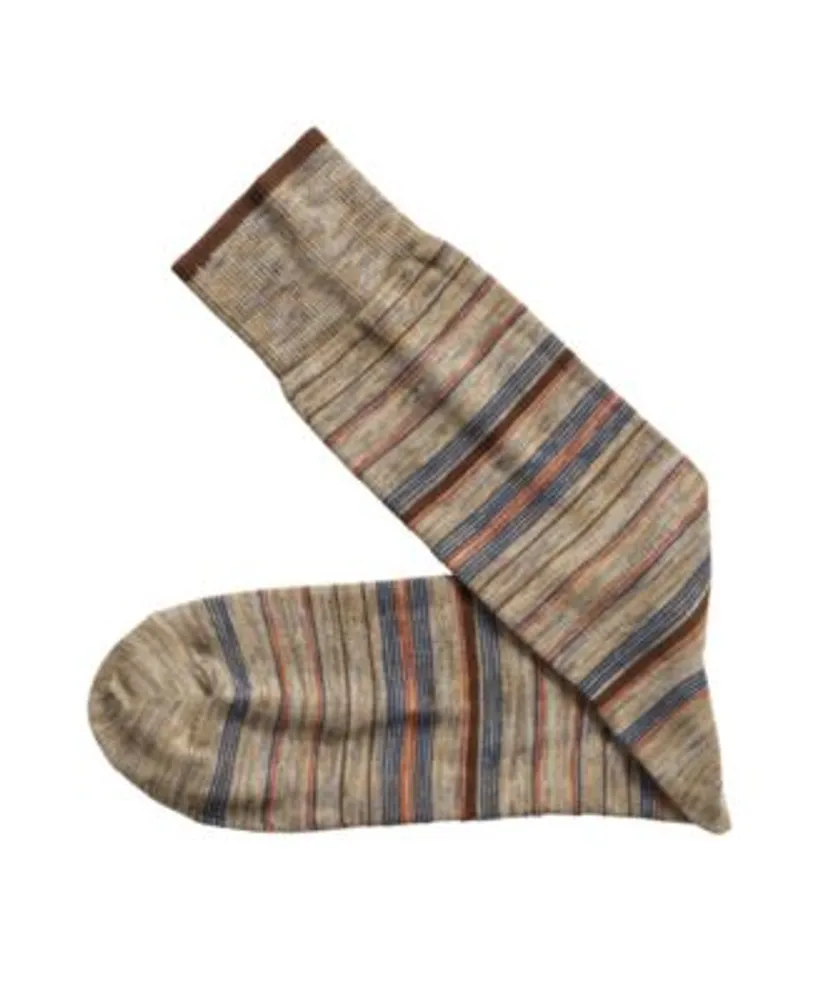 Johnston & Murphy Tan Stripe Pattern Crew Length Men's Socks