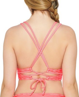 Juniors' Rib Illusion Cross-Back Bikini Top, Available In D/DD, Created for Macy's