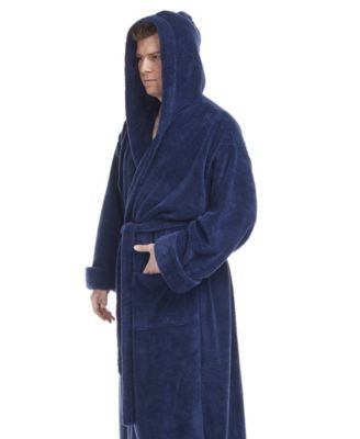 Men's Soft Fleece Robe, Ankle Length Hooded Turkish Bathrobe