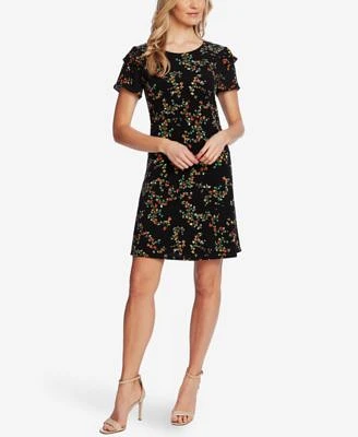 Women's Printed Short Ruffled-Sleeve Knit Dress