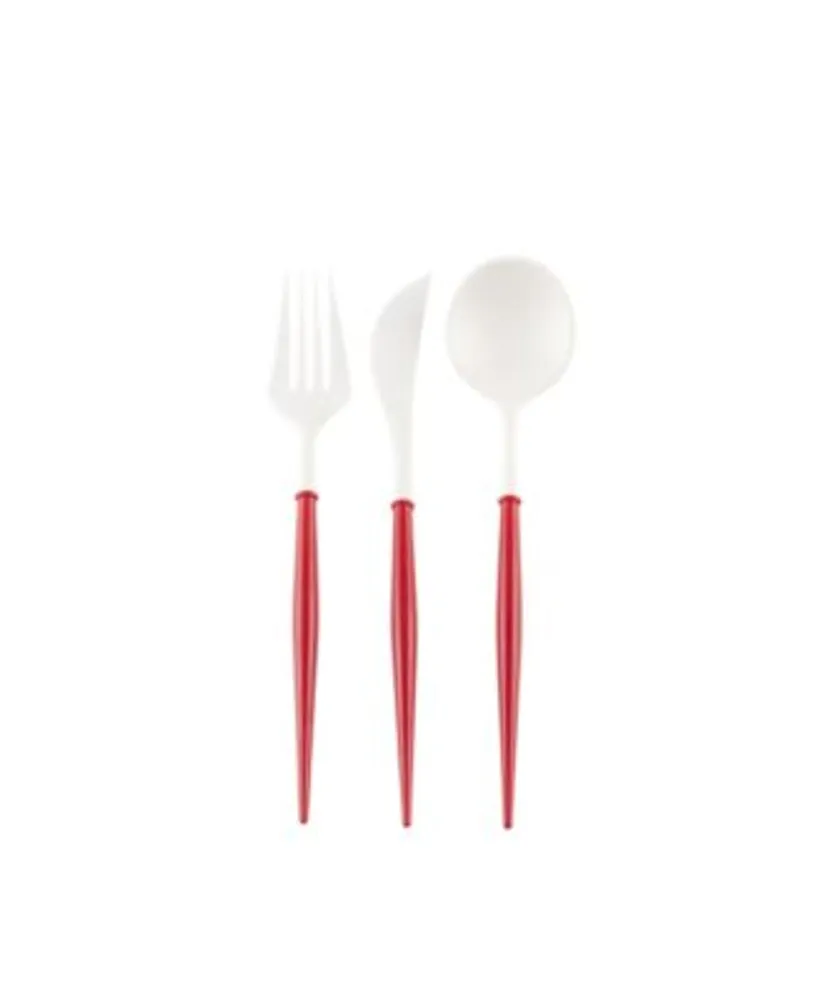 Gold with White Handle Moderno Disposable Plastic Cutlery Set