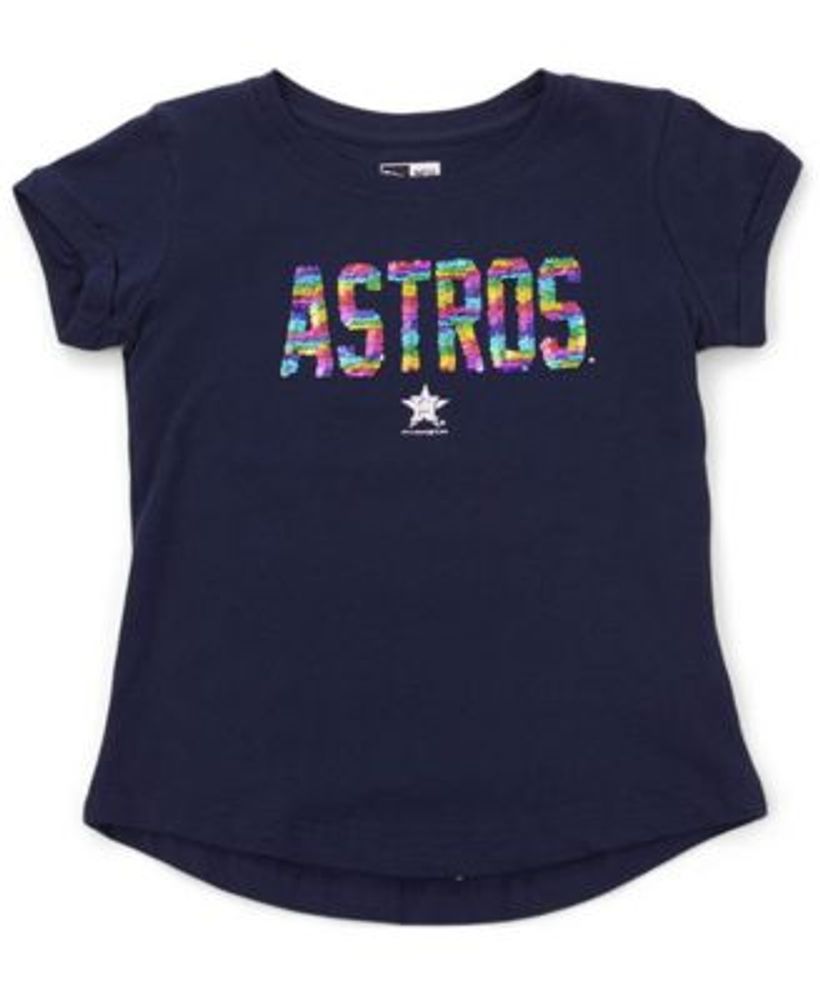 New Era Houston Astros Youth Girls Flip Sequin T-Shirt