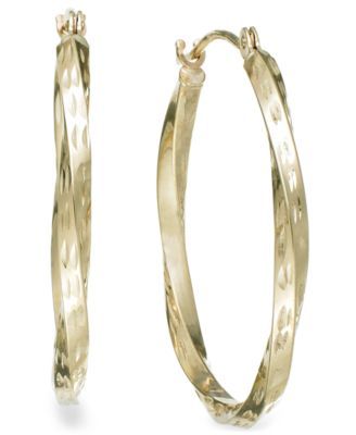 Textured Twisted Hoop Earrings in 10k Gold