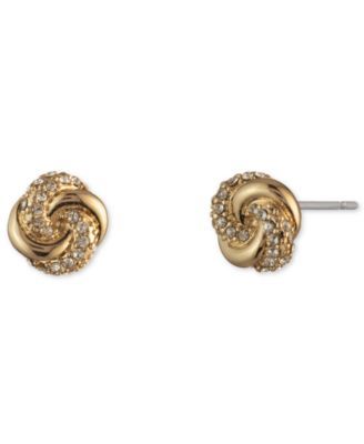 Gold-Tone Pavé Knot Stud Earrings