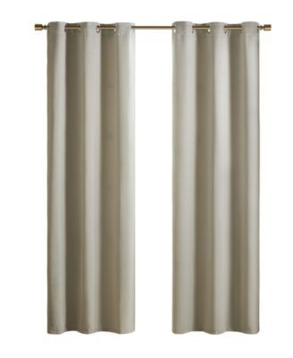 2 Piece Taren Solid Blackout Triple Weave Grommet Top Curtain Panel Pair, 42" W x 84" L
