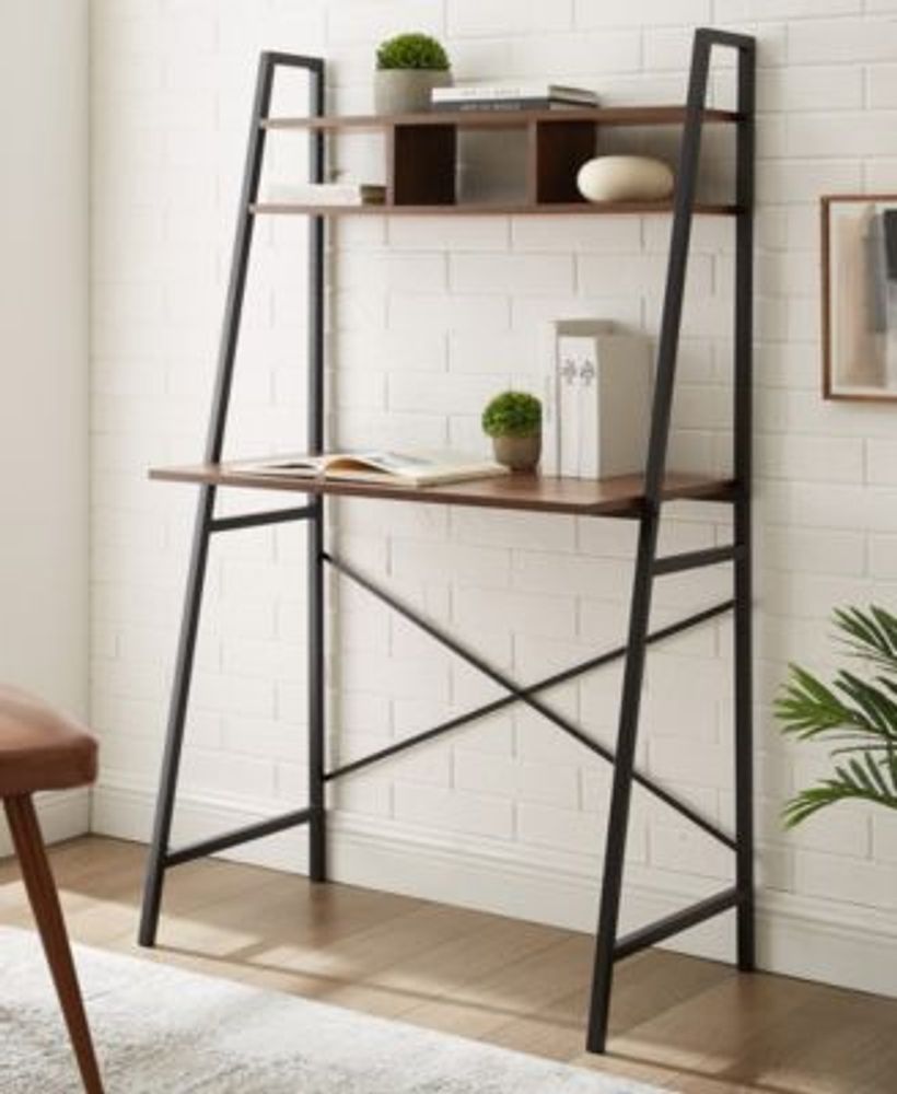 Mini Tall Compact Industrial Ladder Desk with Storage