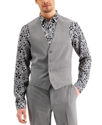 Men's Slim-Fit Gray Solid Suit Vest, Created for Macy's