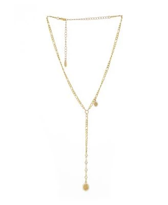 Crystal and Coin Lariat Necklace