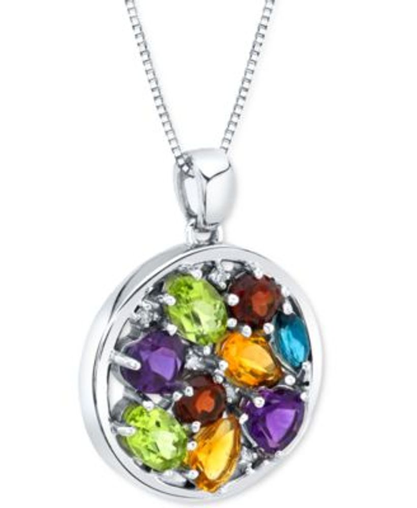  1/5cttw Diamond and Enamel Sun Pendant for Women in