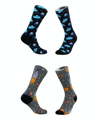 Men's and Women's Blue Blastoff Socks, Set of 2