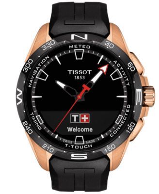 Men's Swiss T-Touch Connect Solar Black Rubber Strap Smart Watch 48mm