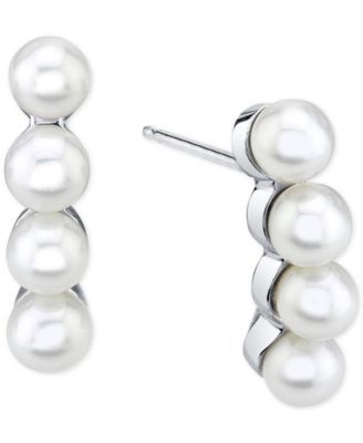 Cultured Freshwater Pearl (4mm) Drop Earrings in Sterling Silver