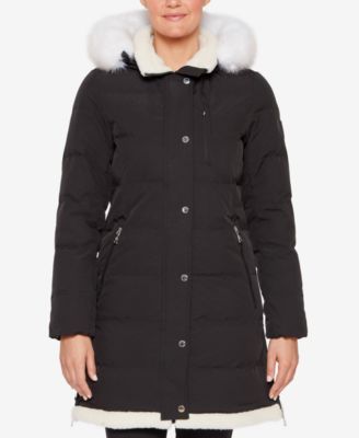 Women's Faux-Fur-Trim Hooded Down Puffer Coat