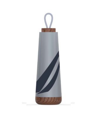 Mainsail Double Wall  Water Bottle with Silicone Loop Acacia Wood Screw Top Lid, 17 oz