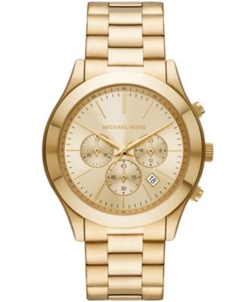 Glad Lejlighedsvis Astrolabe Michael Kors Men's Slim Runway Chronograph Gold-Tone Stainless Steel  Bracelet Watch 44mm | Westland Mall