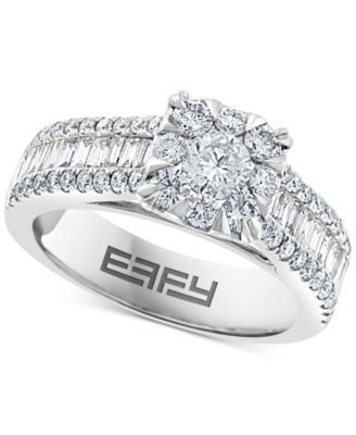 EFFY® Diamond Halo Baguette Ring (1-1/2 ct. t.w.) in 14k White Gold