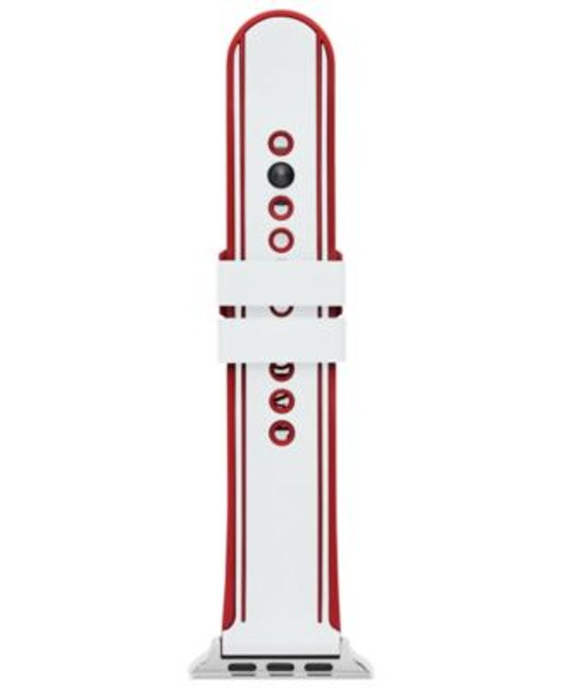 Men's Red and White Silicone Band for Apple Watch 42 mm- 44 mm