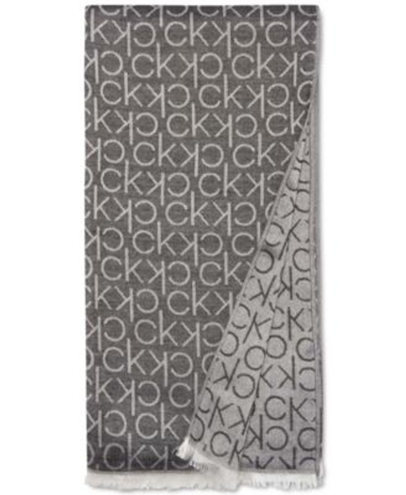 Set of 5 : Calvin Klein CK Pashmina Scarf : Gray/Ivory