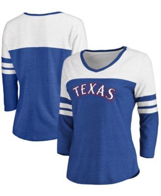 Women's Fanatics Branded Royal Texas Rangers Core Team Lockup Long Sleeve  V-Neck T-Shirt