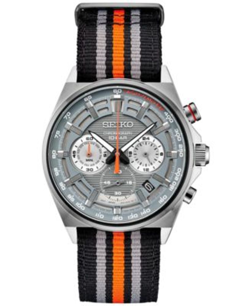 Seiko Men's Chronograph Black Striped Nylon Strap Watch 41mm | Connecticut  Post Mall