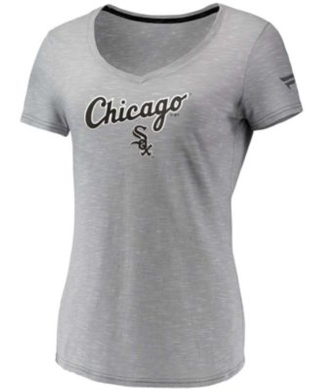 Women's Fanatics Branded Heathered Gray Chicago Cubs Core Official Logo V-Neck T-Shirt