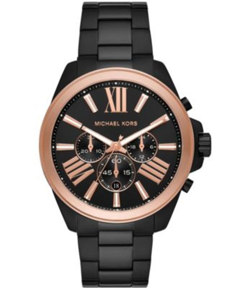 Michael Kors Men's Wren Black Ion Plated Two-Tone Stainless Steel Bracelet  Watch, 44mm | Hawthorn Mall