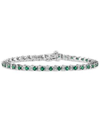 EFFY® Sapphire (3-7/8 ct. t.w) & Diamond (1/4 t.w.) Tennis Bracelet Sterling Silver