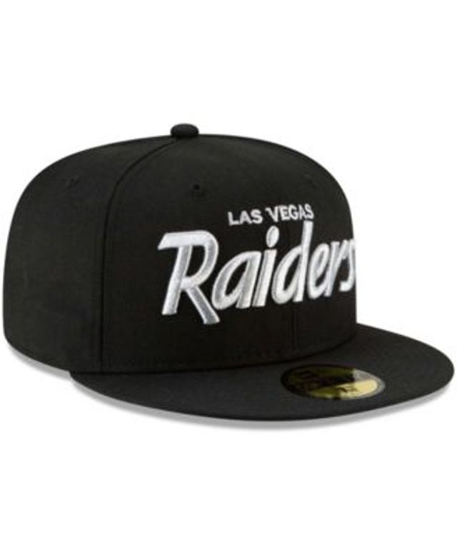 Men's New Era Black Las Vegas Raiders Omaha Script Low Profile 59FIFTY Fitted Hat