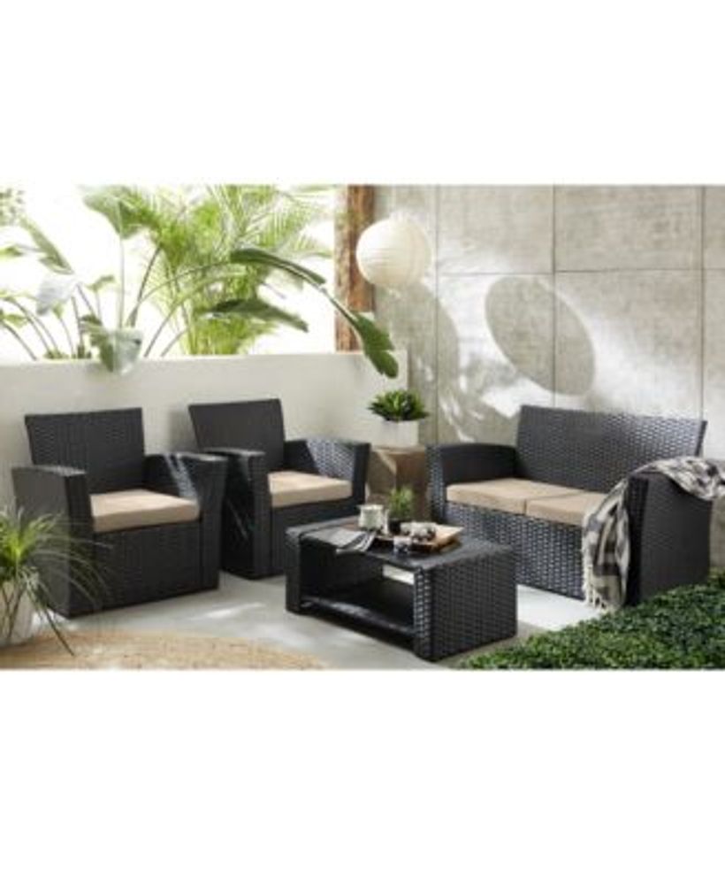 4-Piece Conversation Sofa Set with Cushions