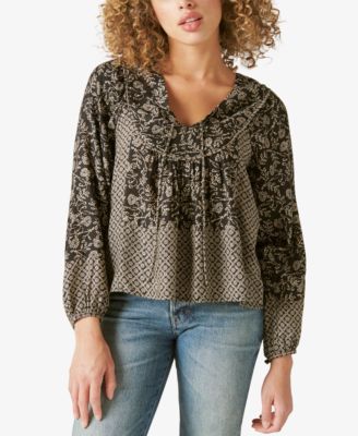 Printed Peasant Blouse