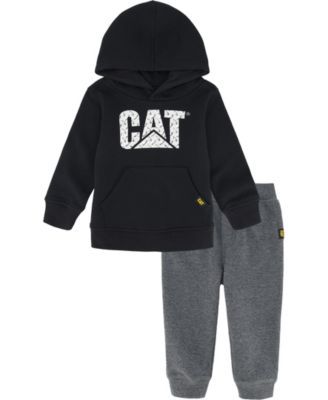 Toddler Boys Big Cat Logo Hoodie with Pull-on Heather Joggers Set, 2 Piece