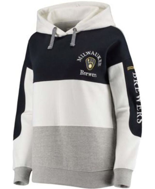 Women's Navy Milwaukee Brewers Plus Size Colorblock Pullover Hoodie