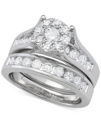 Diamond Halo Channel Set Bridal Set (2 ct. t.w.) in 14k White Gold