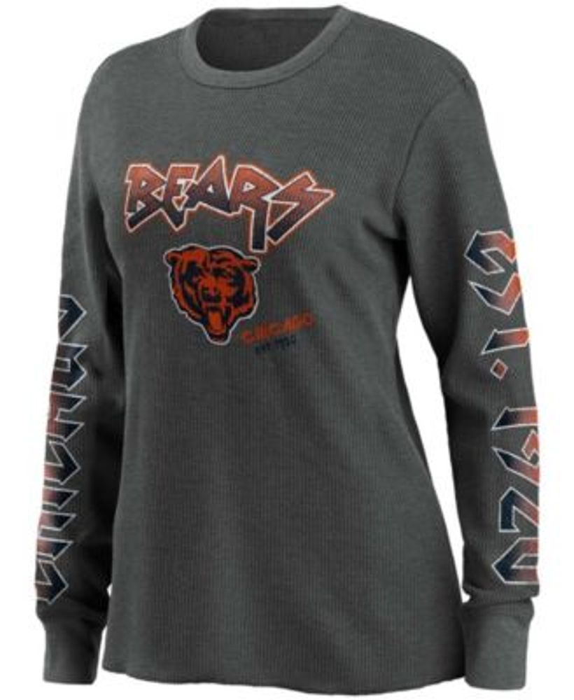 Women's New Era Navy Chicago Bears Plus Size Athletic Varsity Lace-Up V-Neck Long Sleeve T-Shirt