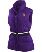 Women's Purple Minnesota Vikings Full-Zip Puffer Vest with Belt