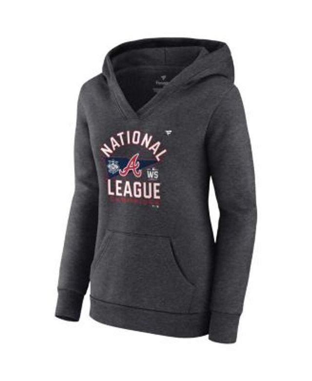 Women's Navy Atlanta Braves Plus Size Lace-Up V-Neck Pullover Hoodie