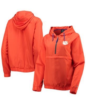 Women's Orange Clemson Tigers Doodling Packable Anorak Half-Zip Hoodie Jacket
