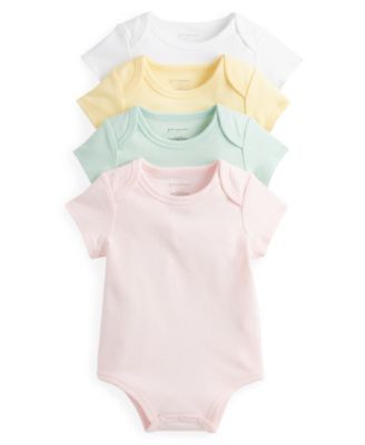 Baby Girl's 4-Pk. Solid Bodysuits, Created for Macy's