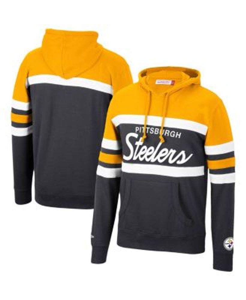 Men's Mitchell & Ness Black/Gold Pittsburgh Steelers Big & Tall Big Face Pullover Hoodie