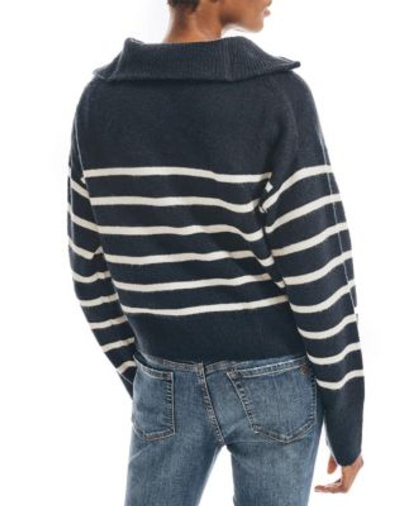 Women's Striped Quarter Zip Sweater