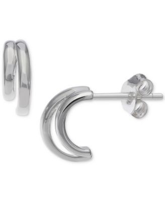Double Row Half Hoop Earrings in Sterling Silver, Created for Macy's