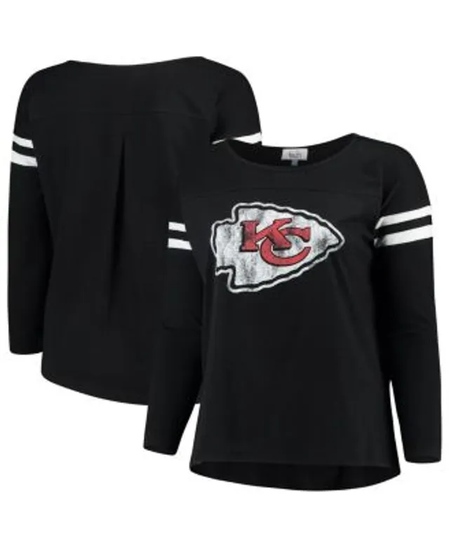 Women's Fanatics Branded Heathered Gray Kansas City Chiefs Plus Size  Primary Logo Long Sleeve T-Shirt