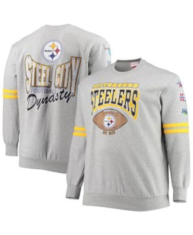 Men's Mitchell & Ness Heathered Gray Chicago Bears Allover Print Fleece  Pullover Sweatshirt