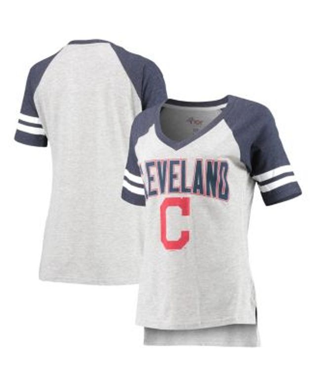 Cleveland Indians Touch Women's Ultimate Fan 3/4-Sleeve Raglan V-Neck T- Shirt - Navy