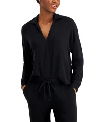 Collared French Terry V-Neck Sleep Top, Created for Macy's