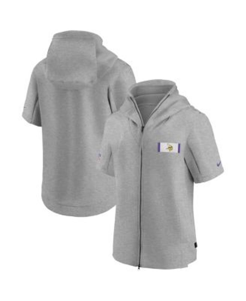 Nike Men's Heathered Gray Minnesota Vikings Sideline Showout Short Sleeve  Full-Zip Hoodie Jacket