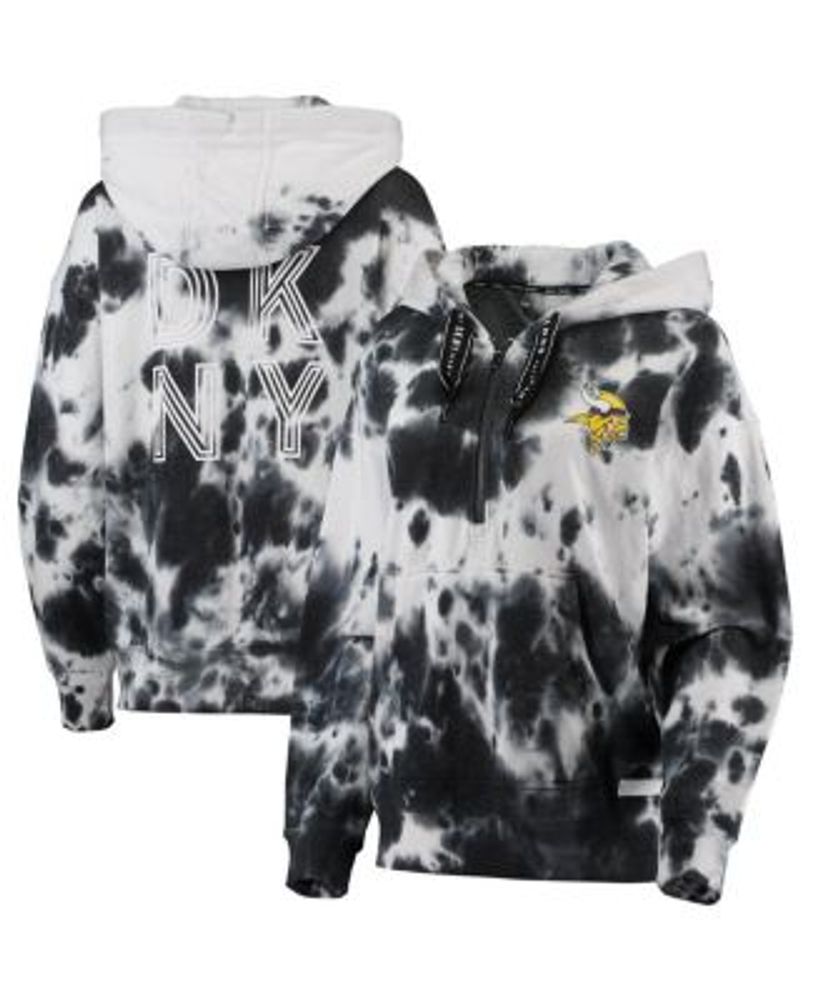 Baltimore Ravens DKNY Sport Women's Dakota Oversized Tie-Dye Half-Zip  Hoodie - White/Black