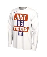 Men's Nike White Clemson Tigers 2021 Postseason Basketball JUST US Bench  Legend Long Sleeve T-Shirt