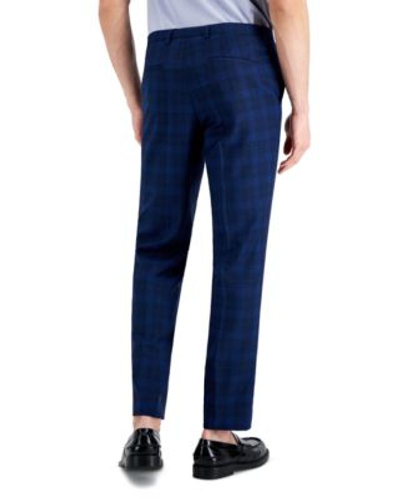 Hugo Boss Men's Modern-Fit Blue Check Suit Pants