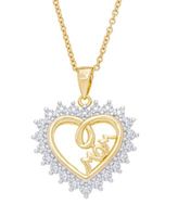 Women's Diamond Accent 'Mom' Heart Pendant Necklace